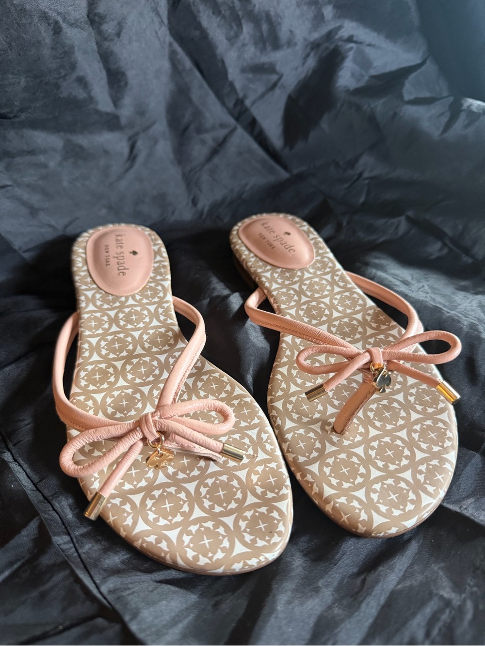 kate spade blush pink bow thong sandals